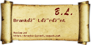 Brankó Lóránt névjegykártya